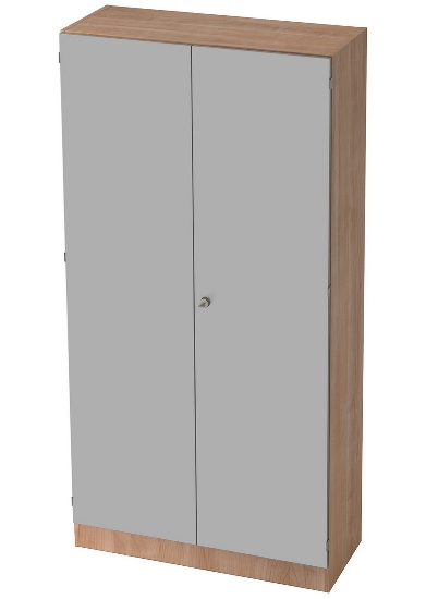 Hammerbacher Büroschrank 6910 SOLIDplus Sockelblende abschließbar 5OH (BxTxH) 100x42x200,4cm SG Weiß/Eiche