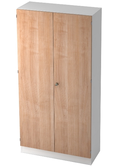 Hammerbacher Büroschrank 6910 SOLIDplus Sockelblende abschließbar 5OH (BxTxH) 100x42x200,4cm SG Weiß/Eiche