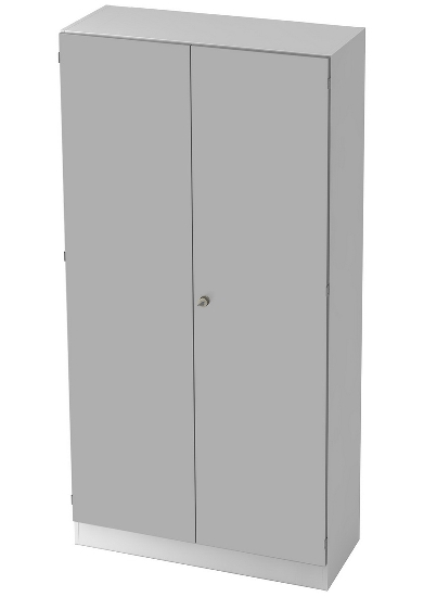 Hammerbacher Büroschrank 6910 SOLIDplus Sockelblende abschließbar 5OH (BxTxH) 100x42x200,4cm SG Weiß/Eiche