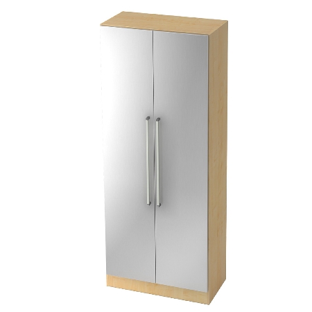 Garderobenschrank 7200 SOLID nicht abschließbar (BxTxH) 80x42x200,4cm Nussbaum/Silber Chromgriff