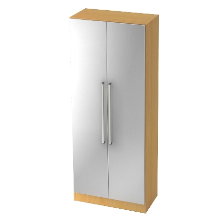 Garderobenschrank 7200 SOLID nicht abschließbar (BxTxH) 80x42x200,4cm Nussbaum/Silber Chromgriff