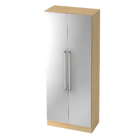 Garderobenschrank 7200 SOLID nicht abschließbar (BxTxH) 80x42x200,4cm Nussbaum/Silber Chromgriff