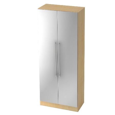 Garderobenschrank 7200 SOLID nicht abschließbar (BxTxH) 80x42x200,4cm Nussbaum/Silber Chromgriff