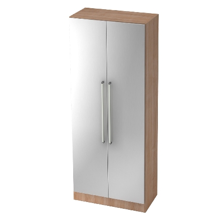Garderobenschrank 7200 SOLID nicht abschließbar (BxTxH) 80x42x200,4cm Nussbaum/Silber Chromgriff