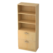 Kombischrank 7600 SOLIDplus Regal 3OH +4 Schubladen unten (BxTxH) 40,6x42x200,4cm Weiß/Eiche Chromgriff