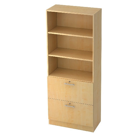 Kombischrank 7600 SOLIDplus Regal 3OH +4 Schubladen unten (BxTxH) 40,6x42x200,4cm Weiß/Eiche Chromgriff