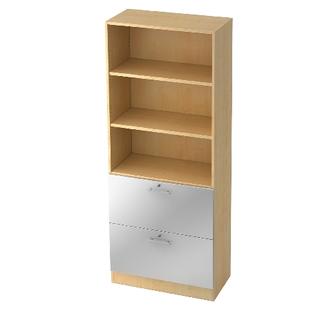 Kombischrank 7600 SOLIDplus Regal 3OH +4 Schubladen unten (BxTxH) 40,6x42x200,4cm Weiß/Eiche Chromgriff