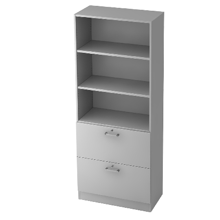 Kombischrank 7600 SOLIDplus Regal 3OH +4 Schubladen unten (BxTxH) 40,6x42x200,4cm Weiß/Eiche Chromgriff