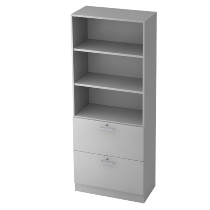 Kombischrank 7600 SOLIDplus Regal 3OH +4 Schubladen unten (BxTxH) 40,6x42x200,4cm Weiß/Eiche Chromgriff