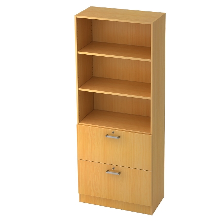 Kombischrank 7600 SOLIDplus Regal 3OH +4 Schubladen unten (BxTxH) 40,6x42x200,4cm Weiß/Eiche Chromgriff