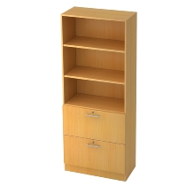 Kombischrank 7600 SOLIDplus Regal 3OH +4 Schubladen unten (BxTxH) 40,6x42x200,4cm Weiß/Eiche Chromgriff