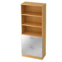 Kombischrank 7600 SOLIDplus Regal 3OH +4 Schubladen unten (BxTxH) 40,6x42x200,4cm Weiß/Eiche Chromgriff