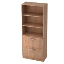 Kombischrank 7600 SOLIDplus Regal 3OH +4 Schubladen unten (BxTxH) 40,6x42x200,4cm Weiß/Eiche Chromgriff