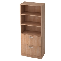Kombischrank 7600 SOLIDplus Regal 3OH +4 Schubladen unten (BxTxH) 40,6x42x200,4cm Weiß/Eiche Chromgriff