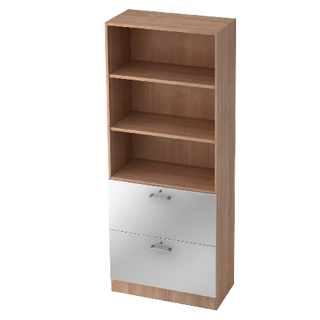 Kombischrank 7600 SOLIDplus Regal 3OH +4 Schubladen unten (BxTxH) 40,6x42x200,4cm Weiß/Eiche Chromgriff