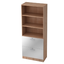 Kombischrank 7600 SOLIDplus Regal 3OH +4 Schubladen unten (BxTxH) 40,6x42x200,4cm Weiß/Eiche Chromgriff