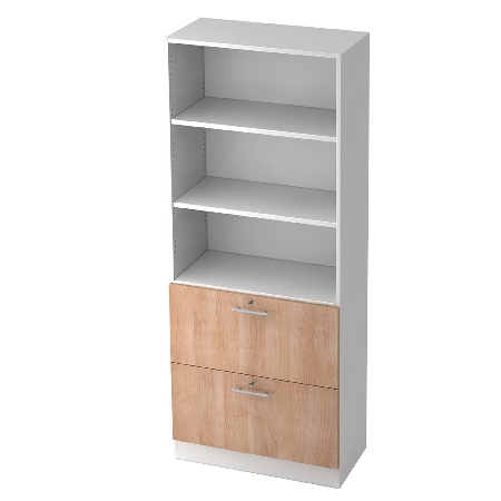 Kombischrank 7600 SOLIDplus Regal 3OH +4 Schubladen unten (BxTxH) 40,6x42x200,4cm Weiß/Eiche Chromgriff