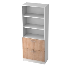 Kombischrank 7600 SOLIDplus Regal 3OH +4 Schubladen unten (BxTxH) 40,6x42x200,4cm Weiß/Eiche Chromgriff