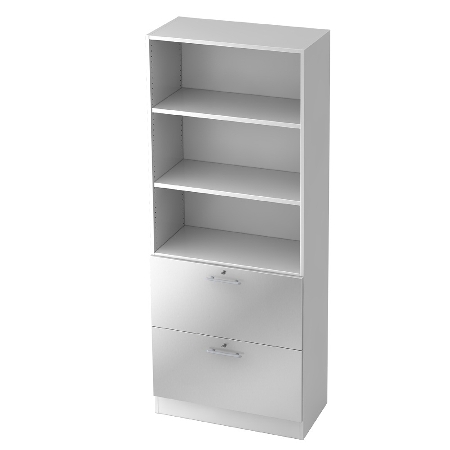Kombischrank 7600 SOLIDplus Regal 3OH +4 Schubladen unten (BxTxH) 40,6x42x200,4cm Weiß/Eiche Chromgriff