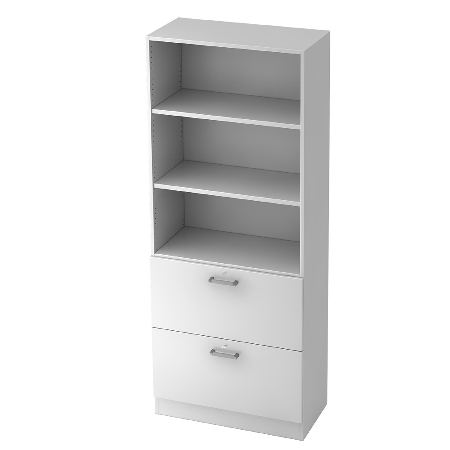 Kombischrank 7600 SOLIDplus Regal 3OH +4 Schubladen unten (BxTxH) 40,6x42x200,4cm Weiß/Eiche Chromgriff