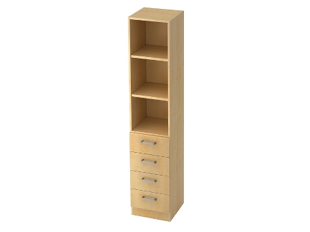 Kombischrank 7600 SOLIDplus Regal 3OH +4 Schubladen unten (BxTxH) 40,6x42x200,4cm Weiß/Eiche Chromgriff