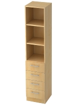 Kombischrank 7600 SOLIDplus Regal 3OH +4 Schubladen unten (BxTxH) 40,6x42x200,4cm Weiß/Eiche Chromgriff