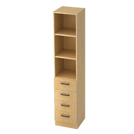 Kombischrank 7600 SOLIDplus Regal 3OH +4 Schubladen unten (BxTxH) 40,6x42x200,4cm Buche Streifengriff