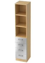 Kombischrank 7600 SOLIDplus Regal 3OH +4 Schubladen unten (BxTxH) 40,6x42x200,4cm Weiß/Eiche Chromgriff