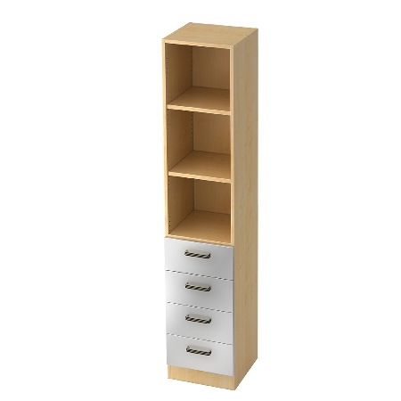 Kombischrank 7600 SOLIDplus Regal 3OH +4 Schubladen unten (BxTxH) 40,6x42x200,4cm Buche Streifengriff
