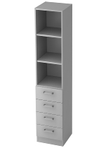 Kombischrank 7600 SOLIDplus Regal 3OH +4 Schubladen unten (BxTxH) 40,6x42x200,4cm Weiß/Eiche Chromgriff