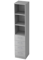 Kombischrank 7600 SOLIDplus Regal 3OH +4 Schubladen unten (BxTxH) 40,6x42x200,4cm Weiß/Eiche Chromgriff