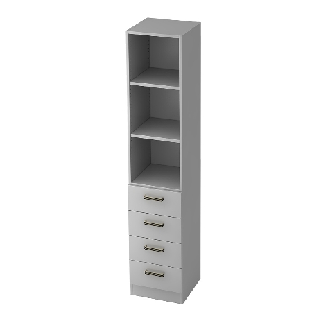 Kombischrank 7600 SOLIDplus Regal 3OH +4 Schubladen unten (BxTxH) 40,6x42x200,4cm Buche Streifengriff