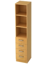 Kombischrank 7600 SOLIDplus Regal 3OH +4 Schubladen unten (BxTxH) 40,6x42x200,4cm Weiß/Eiche Chromgriff