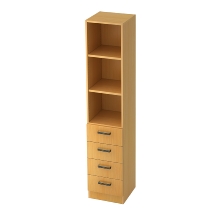 Kombischrank 7600 SOLIDplus Regal 3OH +4 Schubladen unten (BxTxH) 40,6x42x200,4cm Buche Streifengriff
