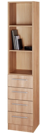 Kombischrank 7600 SOLIDplus Regal 3OH +4 Schubladen unten (BxTxH) 40,6x42x200,4cm Weiß/Eiche Chromgriff