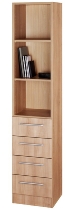 Kombischrank 7600 SOLIDplus Regal 3OH +4 Schubladen unten (BxTxH) 40,6x42x200,4cm Weiß/Eiche Chromgriff