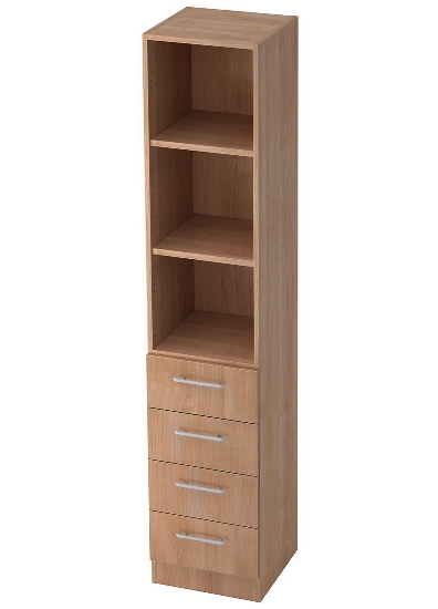 Kombischrank 7600 SOLIDplus Regal 3OH +4 Schubladen unten (BxTxH) 40,6x42x200,4cm Weiß/Eiche Chromgriff