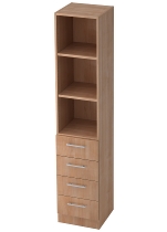 Kombischrank 7600 SOLIDplus Regal 3OH +4 Schubladen unten (BxTxH) 40,6x42x200,4cm Weiß/Eiche Chromgriff