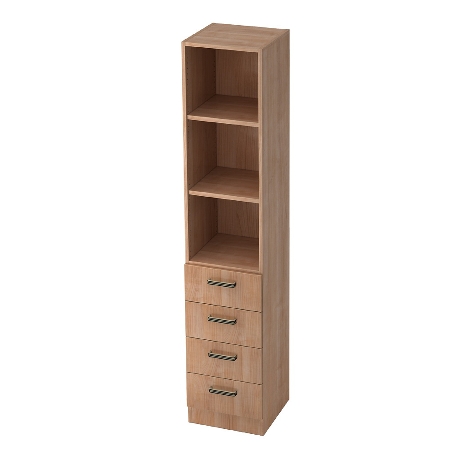 Kombischrank 7600 SOLIDplus Regal 3OH +4 Schubladen unten (BxTxH) 40,6x42x200,4cm Buche Streifengriff