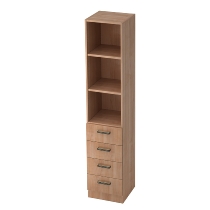 Kombischrank 7600 SOLIDplus Regal 3OH +4 Schubladen unten (BxTxH) 40,6x42x200,4cm Buche Streifengriff