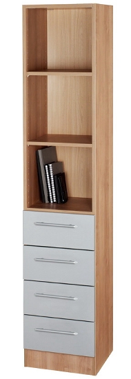 Kombischrank 7600 SOLIDplus Regal 3OH +4 Schubladen unten (BxTxH) 40,6x42x200,4cm Weiß/Eiche Chromgriff