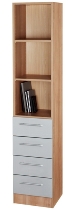 Kombischrank 7600 SOLIDplus Regal 3OH +4 Schubladen unten (BxTxH) 40,6x42x200,4cm Weiß/Eiche Chromgriff