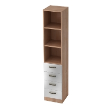 Kombischrank 7600 SOLIDplus Regal 3OH +4 Schubladen unten (BxTxH) 40,6x42x200,4cm Buche Streifengriff