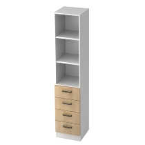 Kombischrank 7600 SOLIDplus Regal 3OH +4 Schubladen unten (BxTxH) 40,6x42x200,4cm Buche Streifengriff