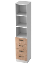 Kombischrank 7600 SOLIDplus Regal 3OH +4 Schubladen unten (BxTxH) 40,6x42x200,4cm Buche Streifengriff