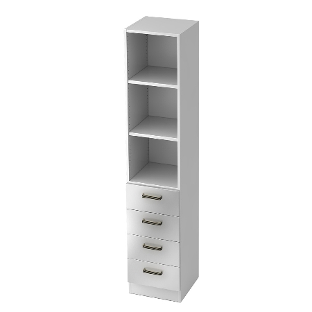 Kombischrank 7600 SOLIDplus Regal 3OH +4 Schubladen unten (BxTxH) 40,6x42x200,4cm Buche Streifengriff