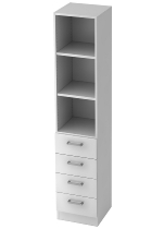 Kombischrank 7600 SOLIDplus Regal 3OH +4 Schubladen unten (BxTxH) 40,6x42x200,4cm Weiß/Eiche Chromgriff