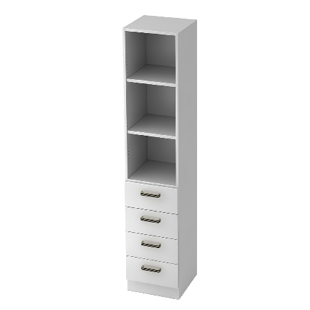 Kombischrank 7600 SOLIDplus Regal 3OH +4 Schubladen unten (BxTxH) 40,6x42x200,4cm Buche Streifengriff