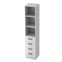 Kombischrank 7600 SOLIDplus Regal 3OH +4 Schubladen unten (BxTxH) 40,6x42x200,4cm Buche Streifengriff