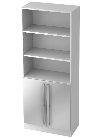 Kombischrank 7600 SOLIDplus Regal 3OH +4 Schubladen unten (BxTxH) 40,6x42x200,4cm Weiß/Eiche Chromgriff